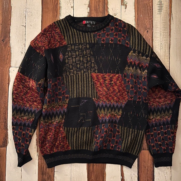 Vintage 90s Coogi Style Knit Wool Sweater Size L Oversized Fall